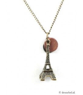 Bronskleurige halsketting met eiffel toren als hanger