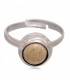Mooie zilverkleurige ring met bruine steen (flexibel)