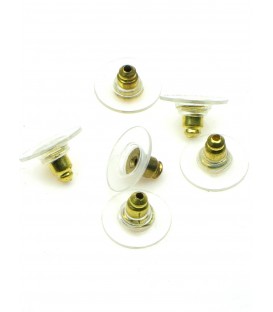 Goudkleur oorbellen stoppertjes met plastic ring (6 st.)