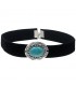 Zwarte choker met blauwe turquoise steen