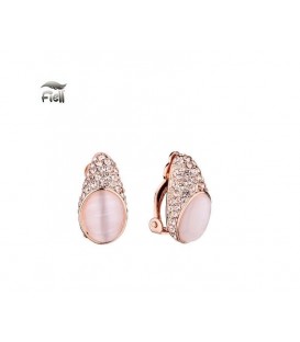 rosegold kleur oorclips met zirconia strass steentjes