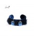 Blauwe spang armband met zacht vachtje en twee stenen