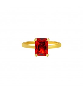 goudkleurige ring met rode vierkante steen (16)