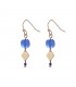 Trendy blauwe gold plated oorhangers met een ruitvormige bedel