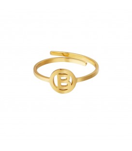 goudkleurige ring met initiaal b in cirkel