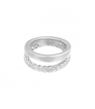 Zilverkleurige dubbele ring met gedraaide detail (16)