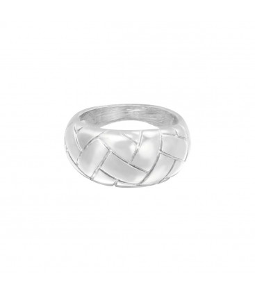 Zilverkleurige chunky ring gevlochten (16)