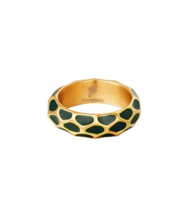 goudkleurige ring met groen giraf patroon (18)