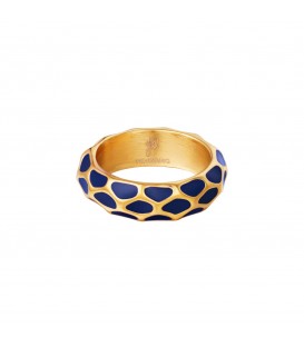 Goudkleurige ring met blauw giraf patroon (16)