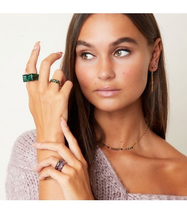 Goudkleurige ring met blauw giraf patroon (16)