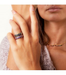 Zilverkleurige ring met blauw giraf patroon (17)