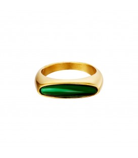 goudkleurige ring met een groene staaf (18)