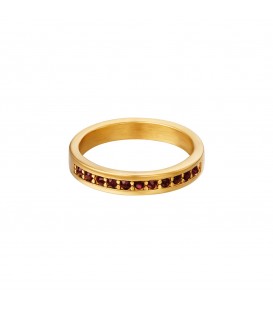 goudkleurige ring met kleine robijnrode ronde zirkoonsteentjes (16)
