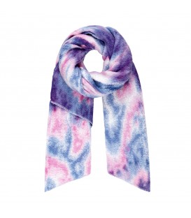 blauwe sjaal met gekleurde werveling patroon
