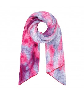 roze sjaal met gekleurde werveling patroon