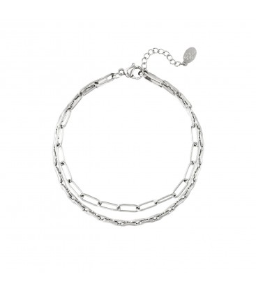 Zilverkleurige dubbele armband