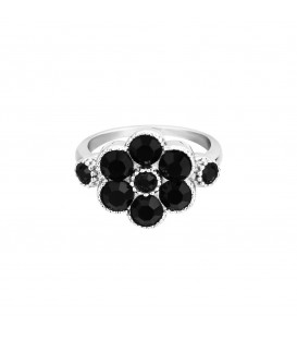 zilverkleurige ring met bloem van zwarte zirkoonstenen (16)