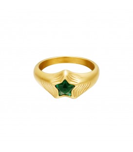 goudkleurige ring met groene ster van zirkoonsteen (16)