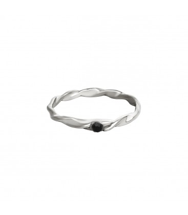 Zilverkleurige gedraaide ring met een klein zirkoonsteentje (16)