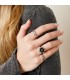 Zilverkleurige smalle croissant ring met zwarte zirkoonstenen (16)