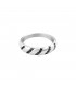 Zilverkleurige smalle croissant ring met zwarte zirkoonstenen (18)