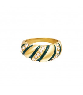 goudkleurige croissant ring met zirkoonsteentjes en groene lijnen (16)