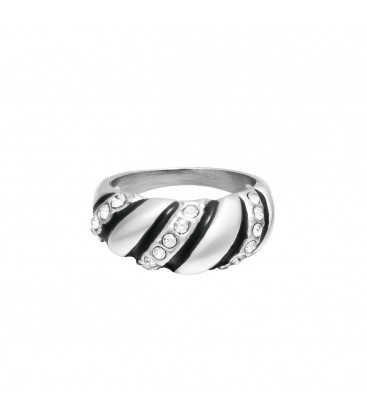 Zilverkleurige croissant ring met zirkoonsteentjes en zwarte lijnen (16)