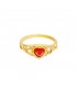 Goudkleurige ring met rood hartje van zirkoonsteen (16)