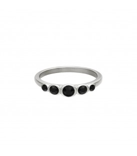 zilverkleurige ring met vijf zwarte zirkoonsteentjes (16)