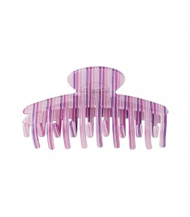 paarse haarklem met verticale strepen
