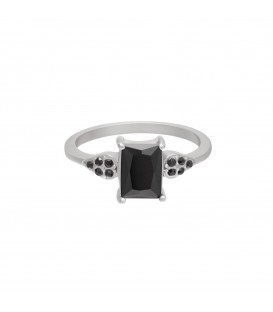 zilverkleurige ring met een zwarte vierkante steen en kleine zirkoonsteentjes (18)
