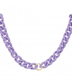 paarse schakel halsketting met een goudkleurig ringetje