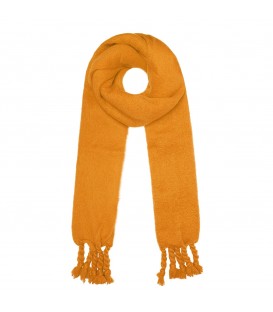 Wintersjaal effen kleur oranje met franjes