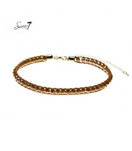 Goudkleurige choker ketting met kleine kraaltjes