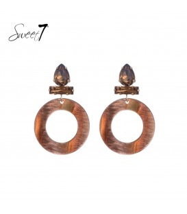 Bruine oorhangers met zirconia steentjes