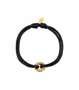 zwarte satijnen armband met goudkleurig clipdetail