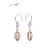 Rosegold oorhangers met parel en een open hanger met strass steentjes