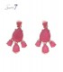 roze oorhangers met ovale steen en 3 hangertjes