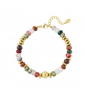 gekleurde armband met verschillende kleuren kralen gemaakt van steen