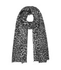 Dunne sjaal met grijs luipaardprint