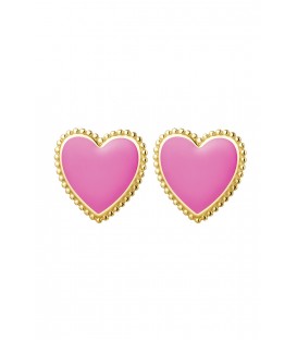 fuchsia roze oorhangers,yehwang,goudkleurig,trendy,sieraden.