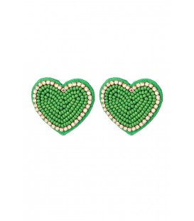 groene kralen harten oorhangers,yehwang,strass,stijlvol,sieraden.