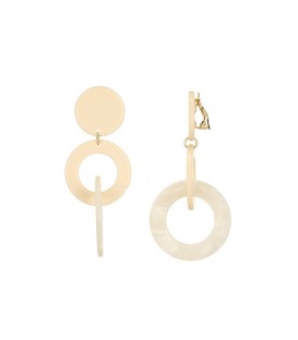 Creme Oorclips met Dubbele Hangers - Belle Miss | Trendy Fashion Accessoires