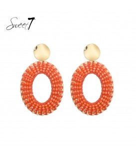 Sweet7 Oranje Oorhangers - Trendy en Levendige Accessoires