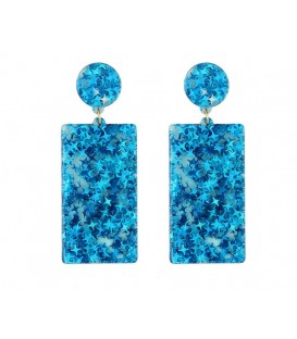 Blauwe Langwerpige Rechthoekige Oorclips met Glitter Sterretjes | Shop Nu