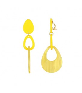 Belle Miss Gele Oorclips met Ovale Hangers - Trendy Accessoire