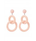 Pastel roze oorhangers met dubbele ringen en glas kralen