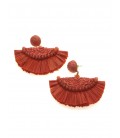 Terracotta oorhangers met glaskralen en raffia