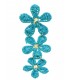 Stijlvolle Lange Blauwe Raffia Oorbellen Met Bloemen - Voeg Een Vleugje Speelse Elegantie Toe
