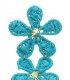 Stijlvolle Lange Blauwe Raffia Oorbellen Met Bloemen - Voeg Een Vleugje Speelse Elegantie Toe